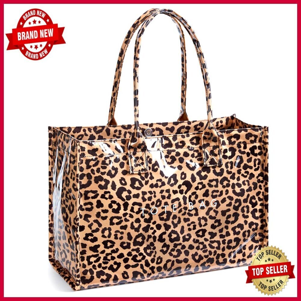 Large PVC Tote Bag with Wide Handles, Waterproof, Holds 15" Laptop